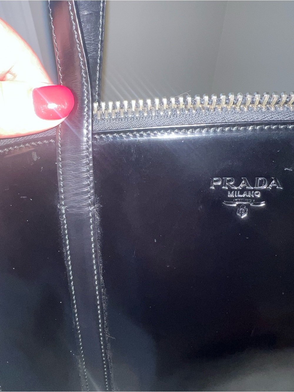 90s Vintage Prada Spazzolato bag In Black Noir CBK Carolyn Bessette Kennedy - Picture 10 of 12